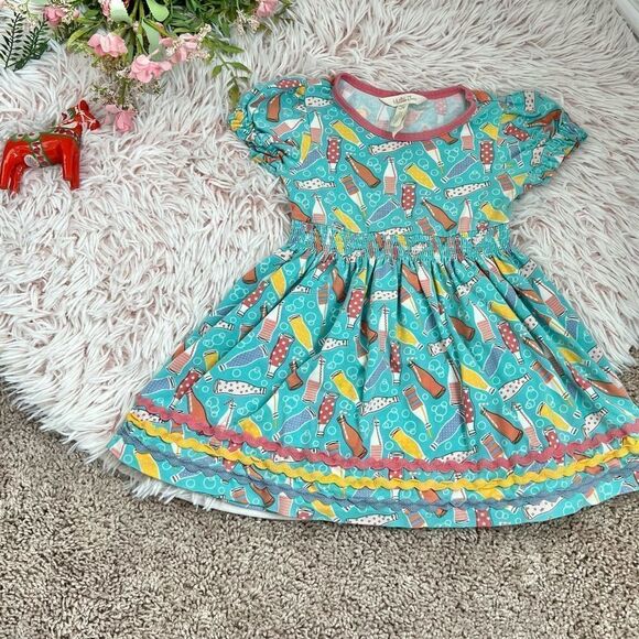 Matilda Jane Wonderment Soda Pop Turquoise Pink Yellow Ric Rac Dress Girls Sz 2 - Picture 1 of 10